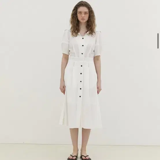 Ahwe sailor collar dress white