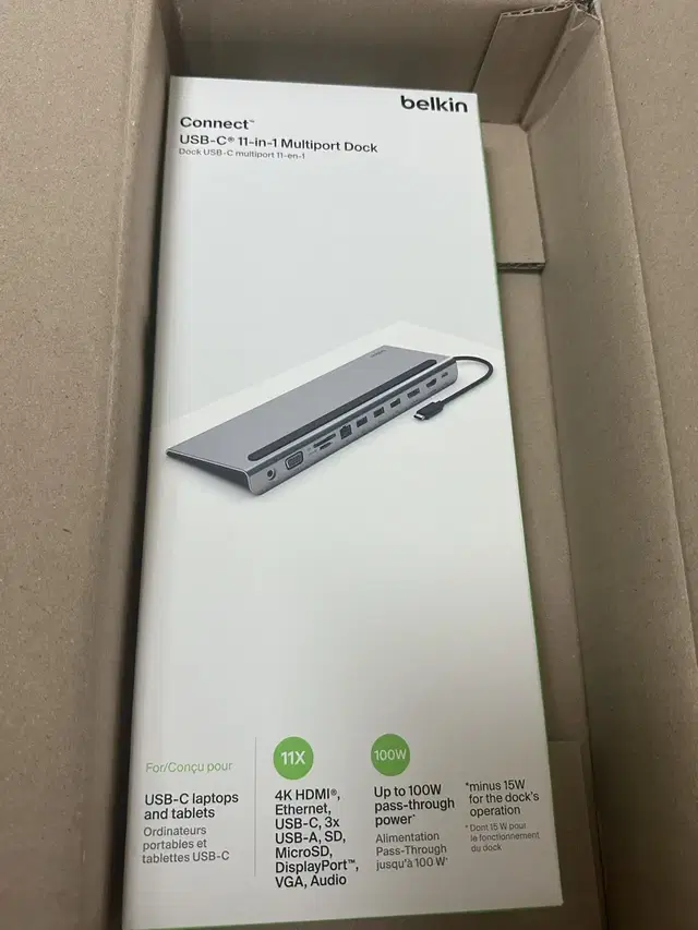 벨킨 USB C타입 11 in 1 멀티 포트 허브 독 100W INC00