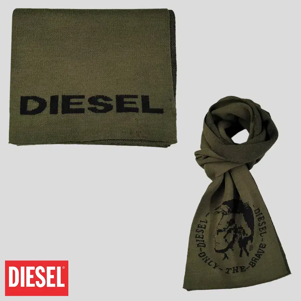 DIESEL 디젤 카키 올리브 그린 블랙 스펠아웃 브레이브맨 로고 아크릴