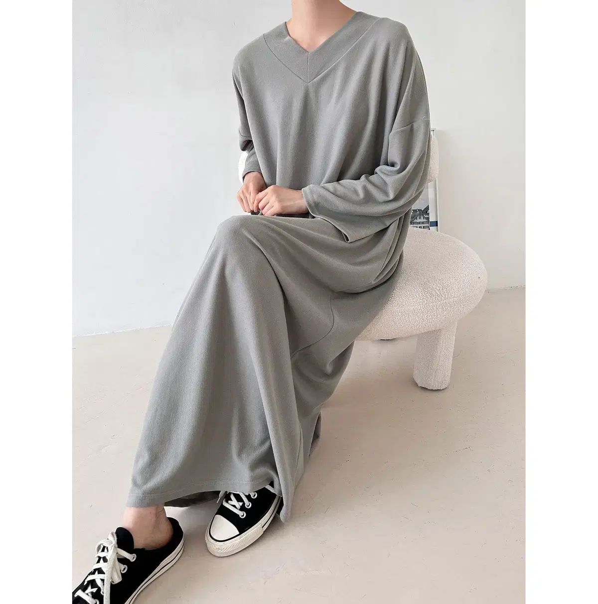 [BIG SIZE LONG SLEEVE ONEPIECE] 1202. gray beige black