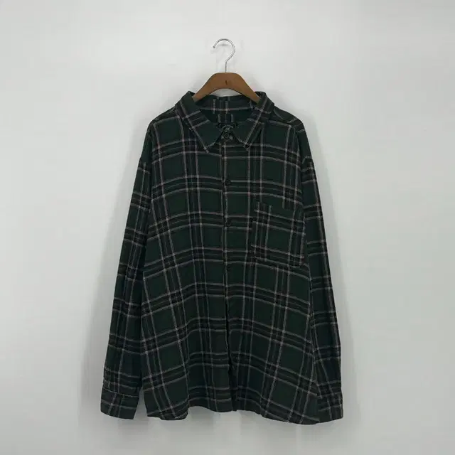 빈티지 오버핏 체크 남방 셔츠 (XL size / GREEN)