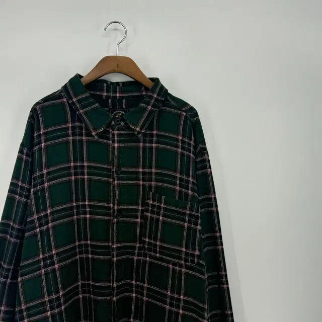 빈티지 오버핏 체크 남방 셔츠 (XL size / GREEN)