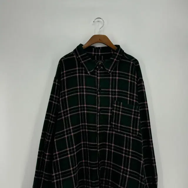 빈티지 오버핏 체크 남방 셔츠 (XL size / GREEN)