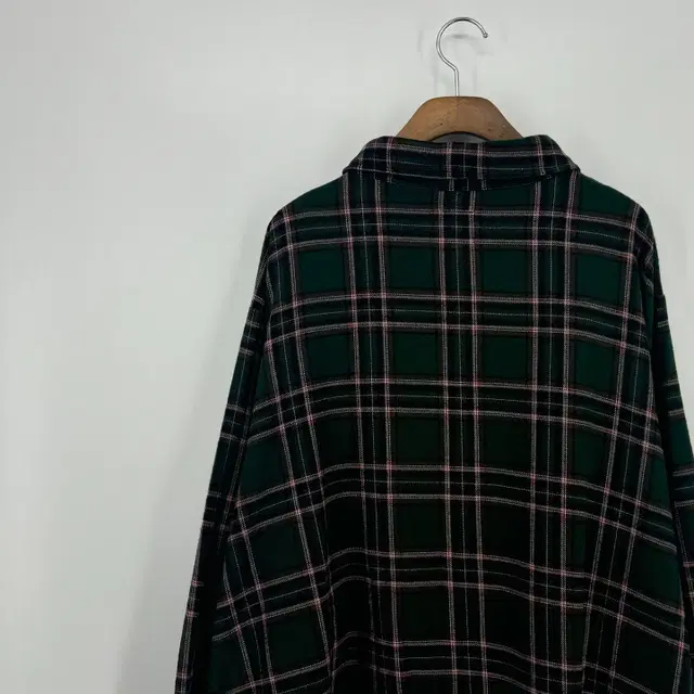 빈티지 오버핏 체크 남방 셔츠 (XL size / GREEN)