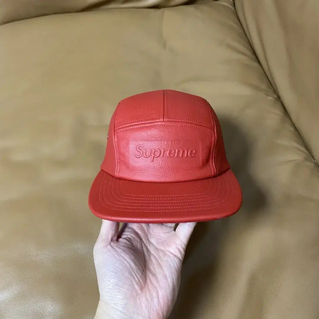 Supreme 슈프림 캠프캡 모자 (Leather Red)