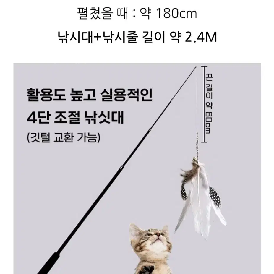 개봉한 새상품) 고양이 호랑이 낚시대 2.4M