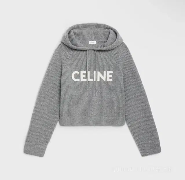 [S] CELINE 셀린느 여성 셀린느 자수 로고 크롭 니트 후드 티셔츠