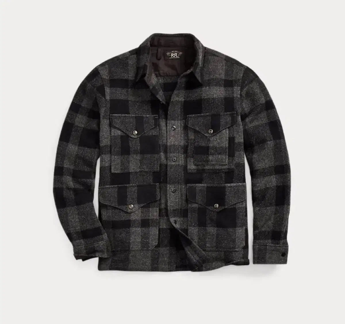 (New) DRL RRL Black Plaid Check Wool Field Jacket XL