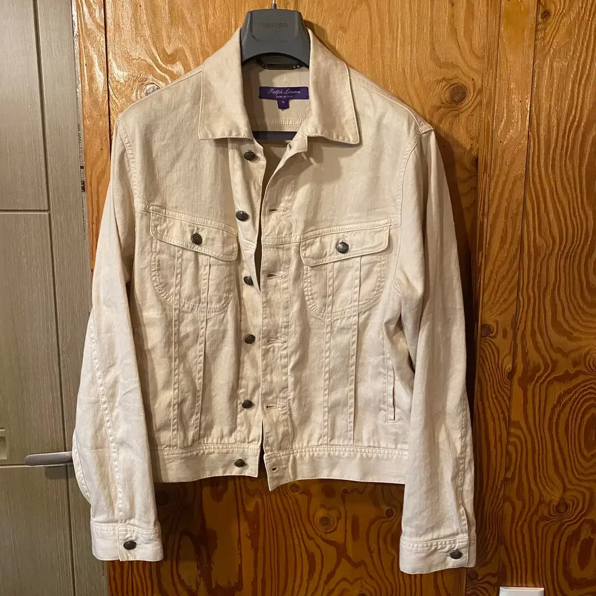 Ralph Lauren's Perflabel linen denim jacket is available at sell.