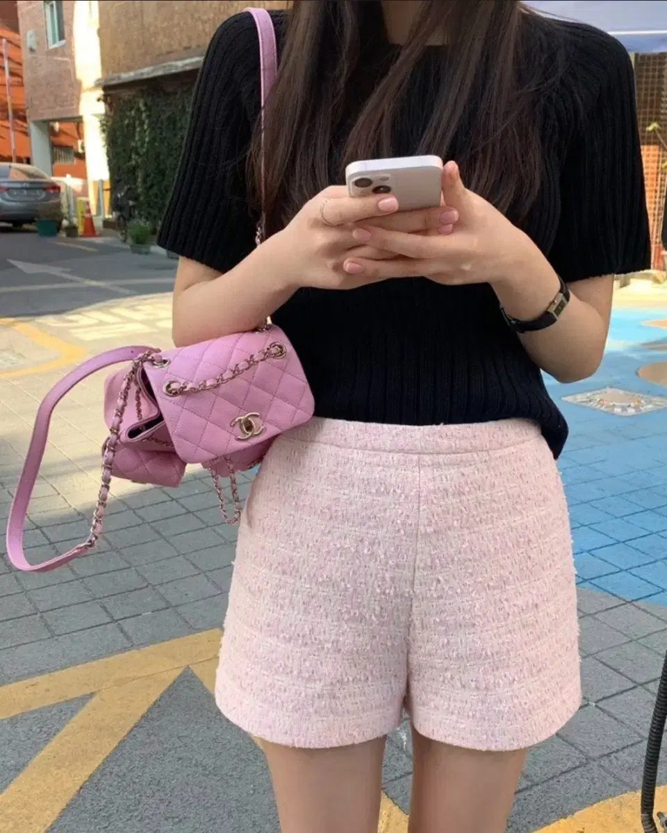 Leopard Pink Tweed Shorts S