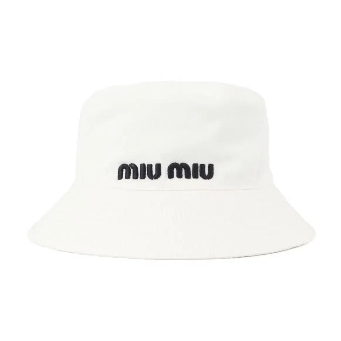 [M] Miumiu 미우미우 피셔맨 드릴 로고 코튼 버킷햇 회이트