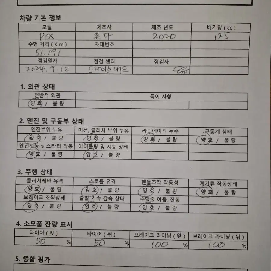 DB-058/ 혼다 / PCX /20년식/ 5.1만km /중고 오토바이