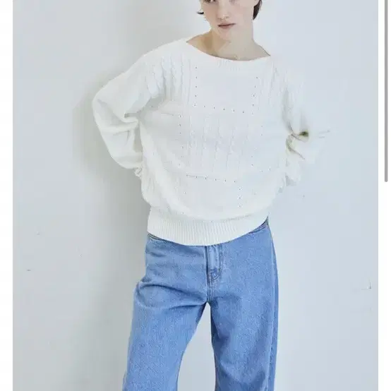 파르벵SAM GRID CABLE KNIT_IVORY