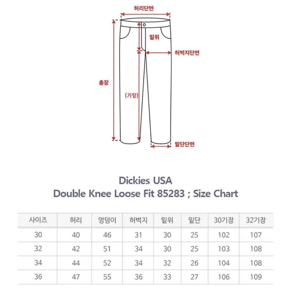 디키즈 더블니 30x30