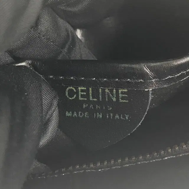 CELINE / 빈티지 셀린느 골드링 블랙 레더 미니 토트백