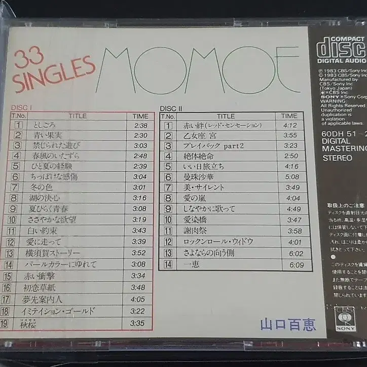 일본 시티팝 야마구치모모에 앨범 33 SINGLES MOMOE (2CD)