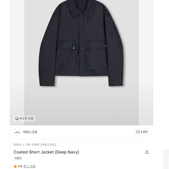 아워스코프 Coated Short Jacket (Deep Navy) 2