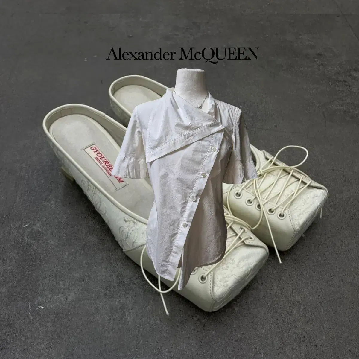 Alexander McQueen oblique pleats shirts