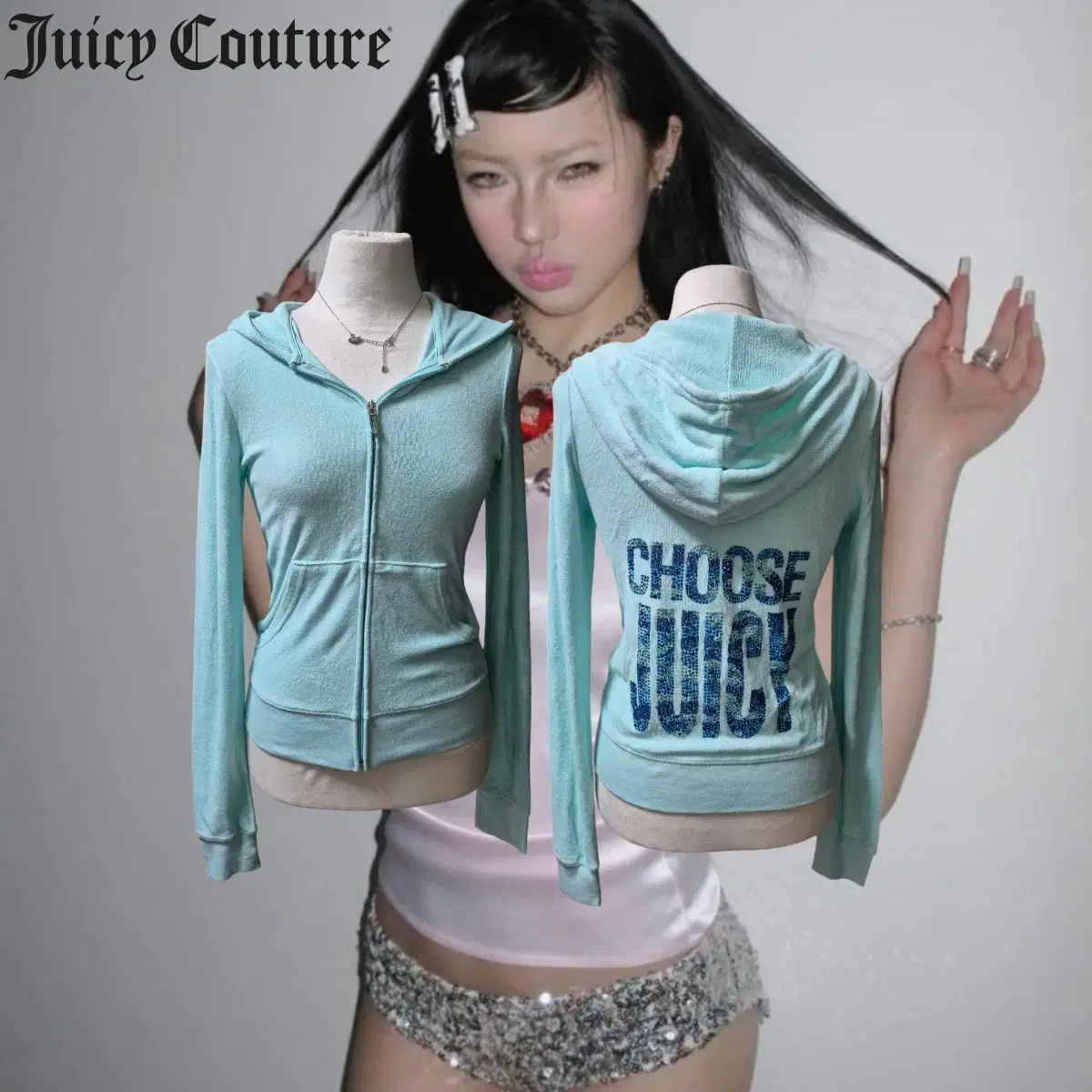 Juicy Couture y2k mint jewell hoodie zip