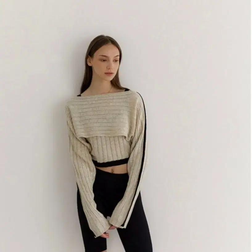 모센틱 lining sleeveless bolero set_natural