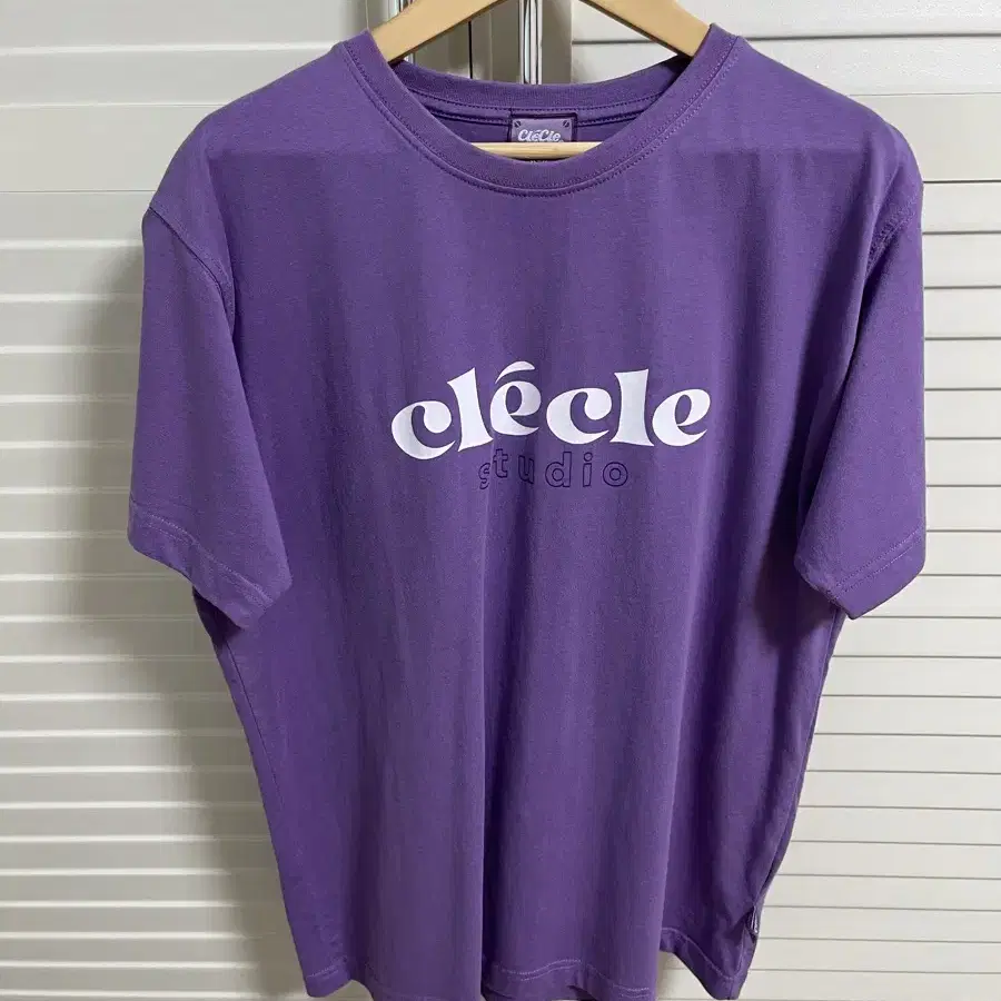 clecle 로고 면 티셔츠 보라 curve logo tee