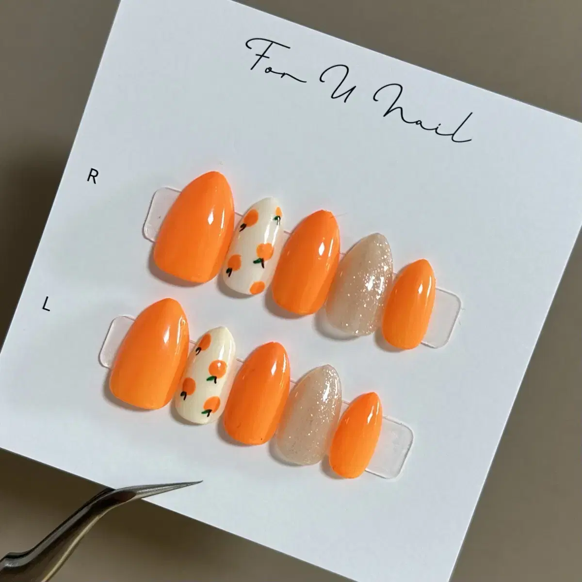 Homemade Nail Tips) A small sweetness nail tip in Orange Garden