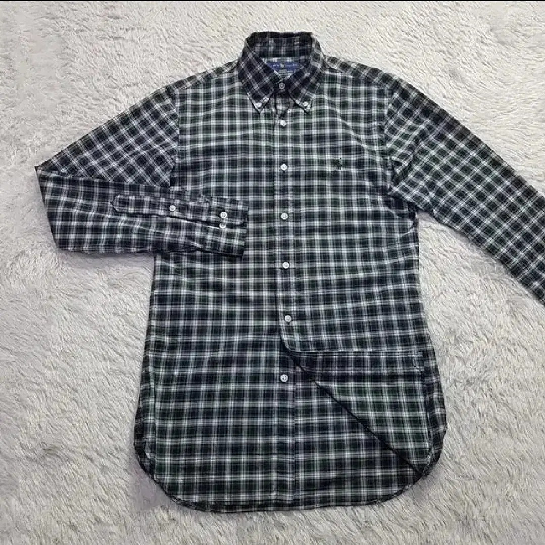 Men's 95 size) Polo thin check shirt/new