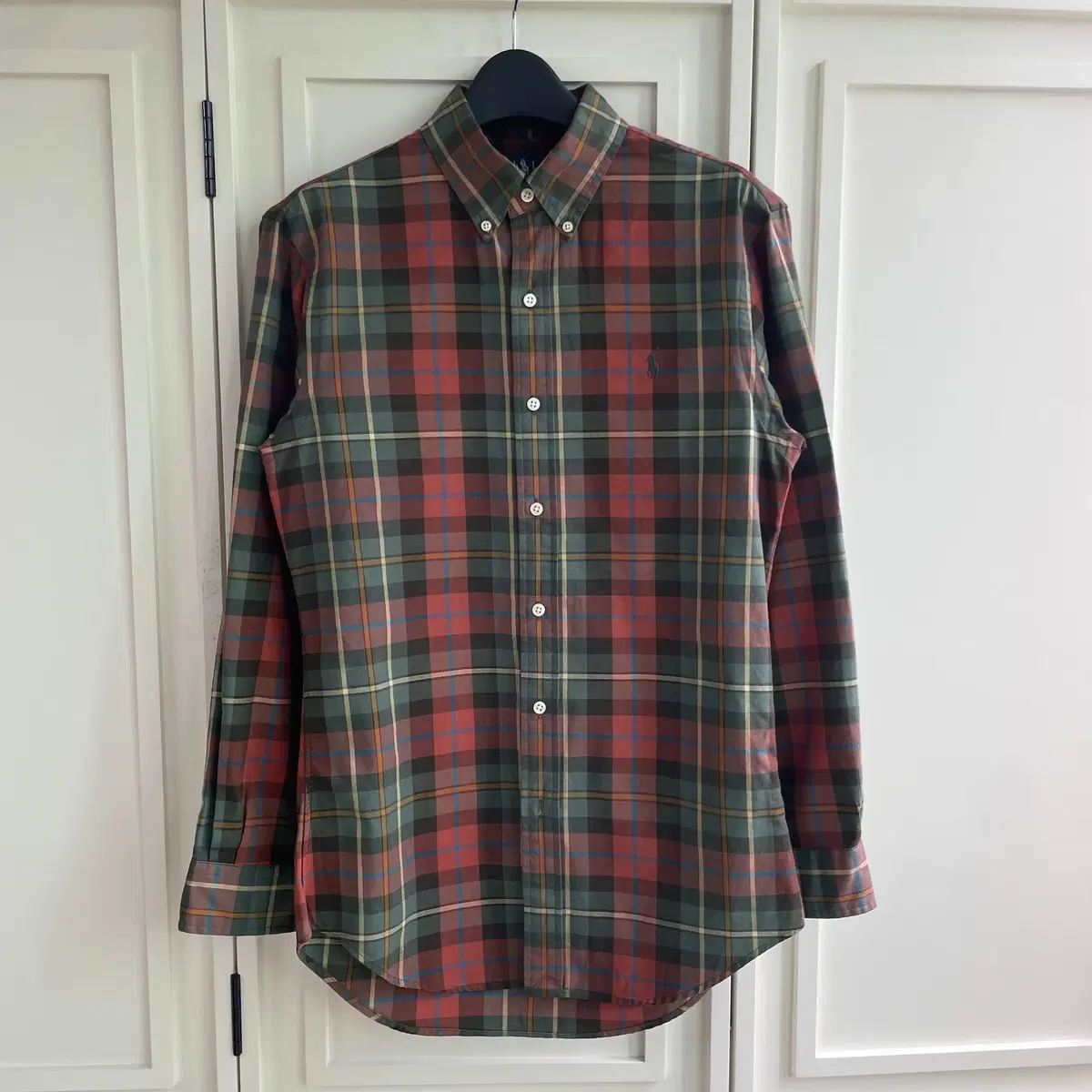 [M]Polo Orange-green check shirt CK8043