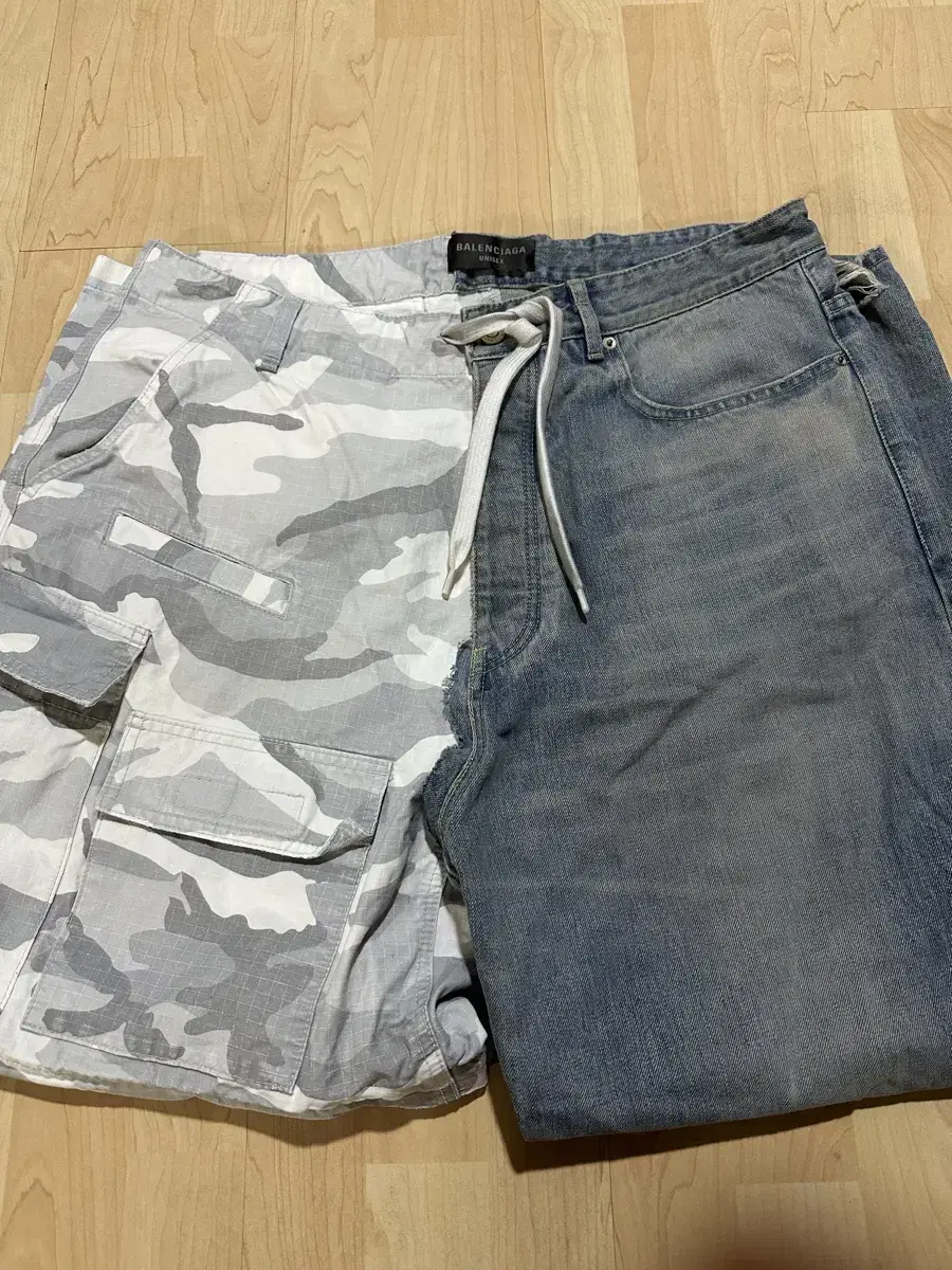 Balenciaga Grayscale Camo Hybrid Exhaust Pants Light Blue