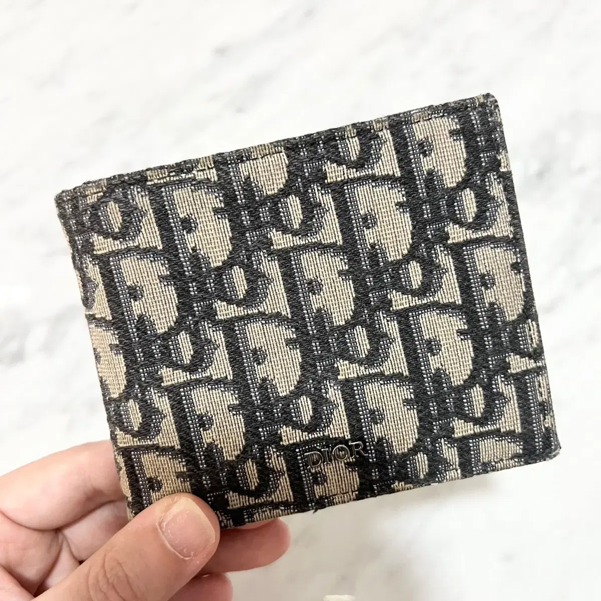 [Genuine] Dior Oblique Bifold Wallet Beige