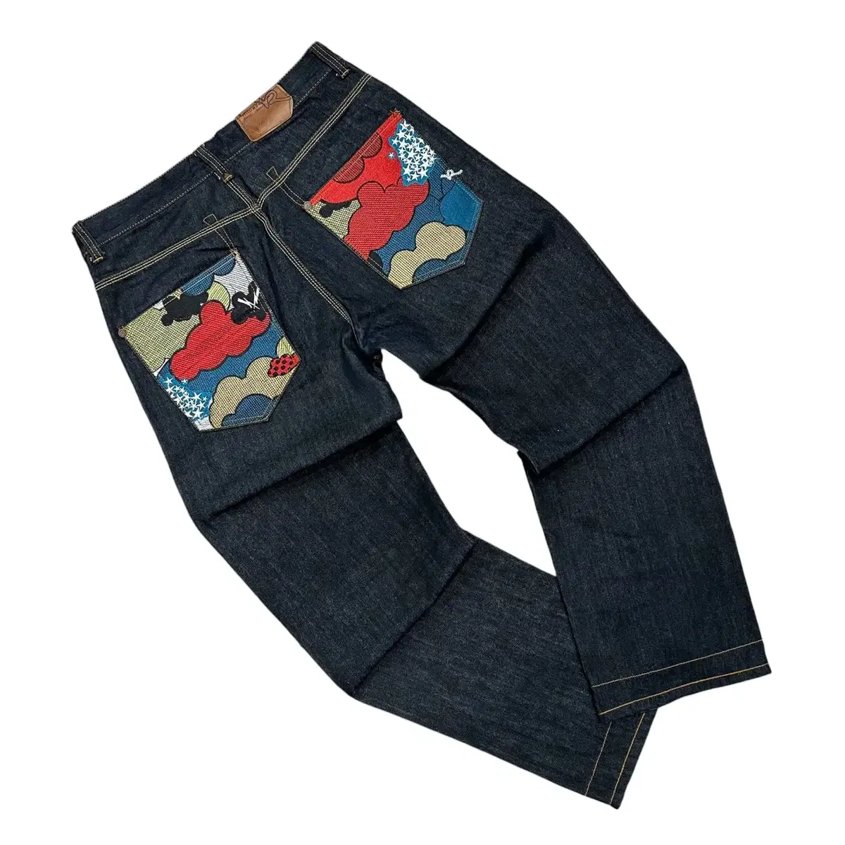 [36] ROCA Vintage Embroidered Wide-leg Denim Pants