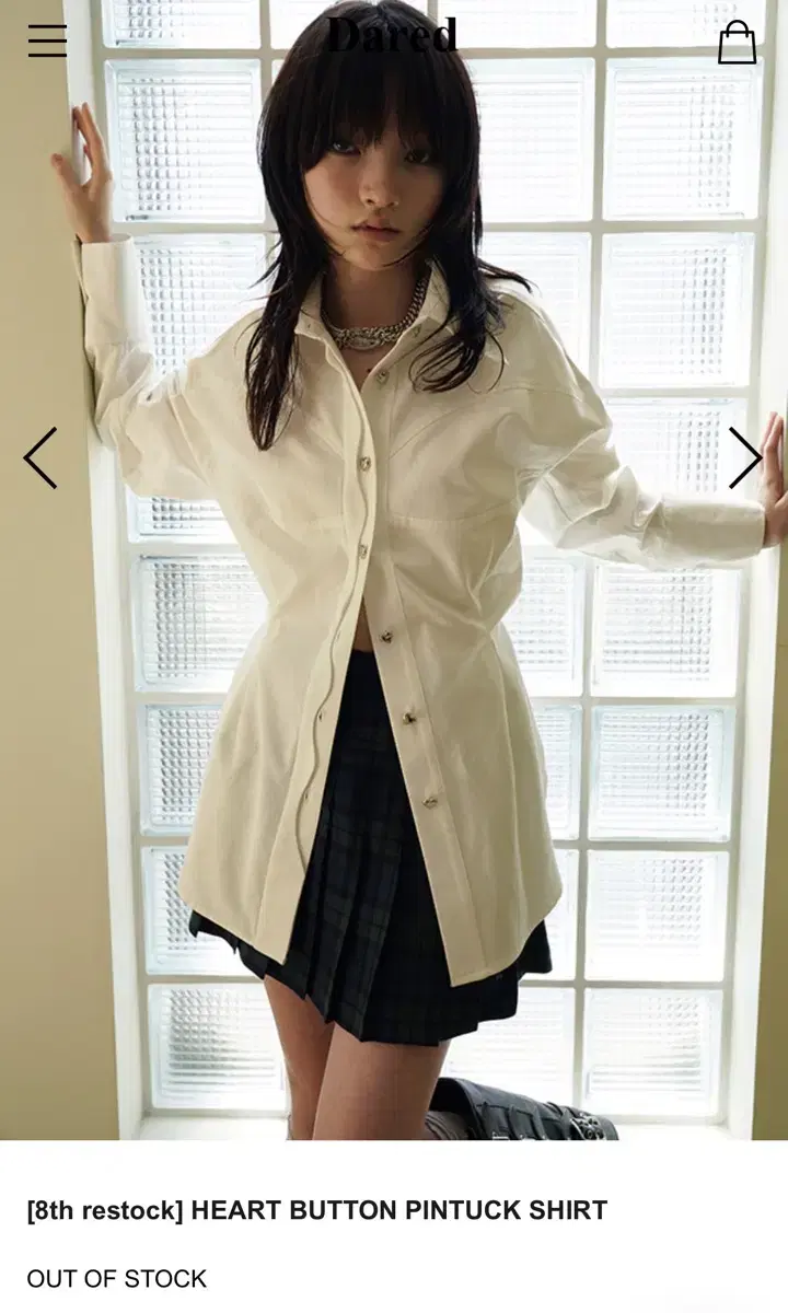 dared 데어드 HEART BUTTON PINTUCK SHIRT