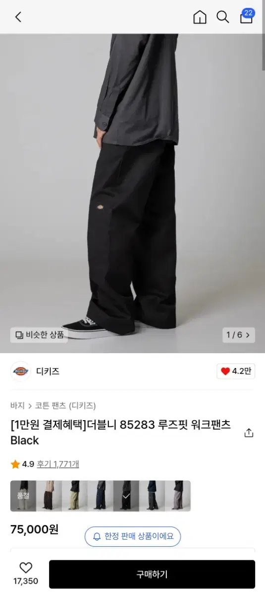 디키즈 더블니 워크팬츠 34