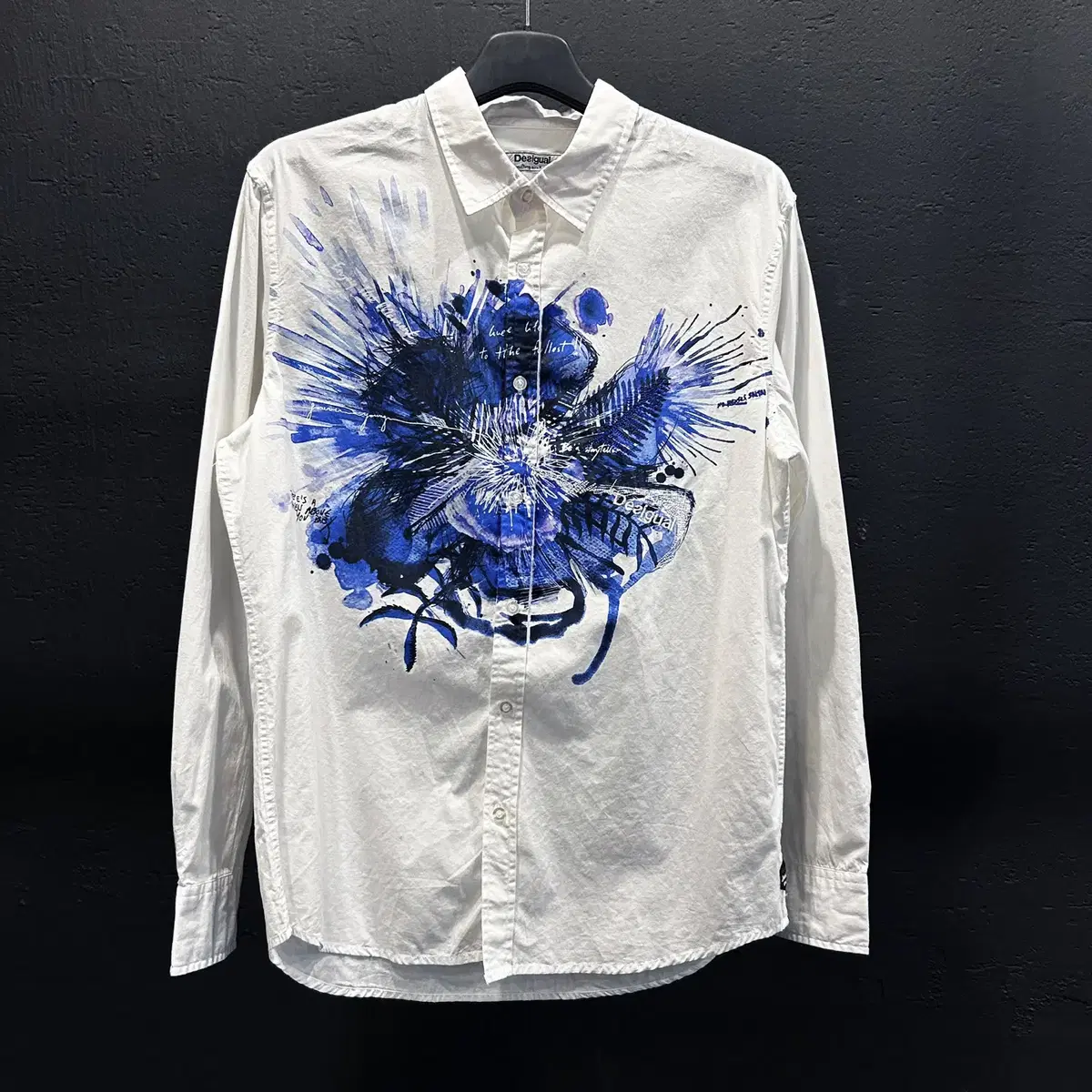 Desigual White bloo Flower Art Printed Cotton Long Sleeve Shirt