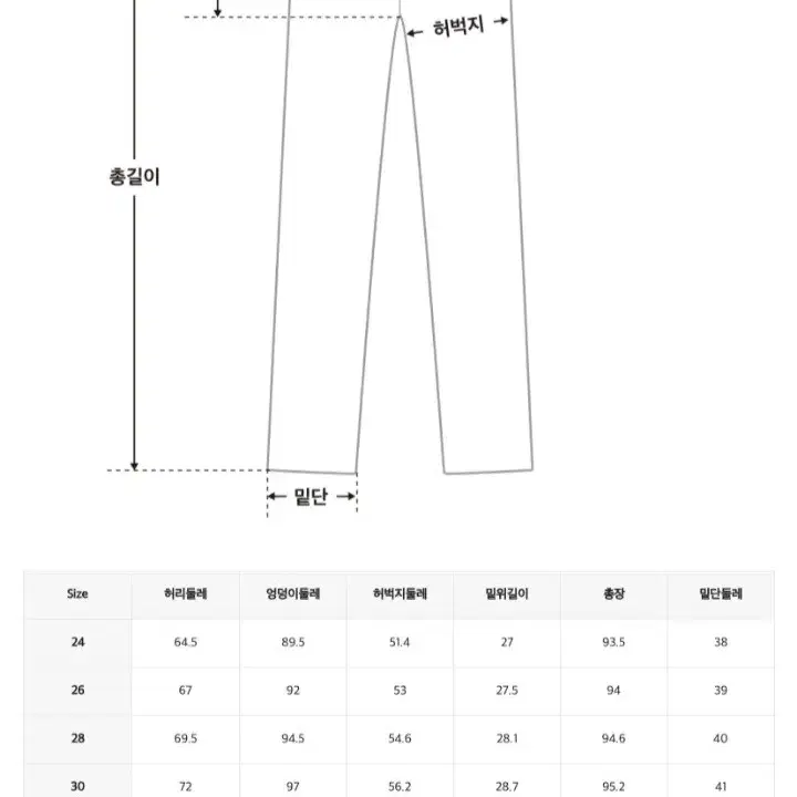 핏업팬츠 165cm 9부 일자핏 28(새상품)