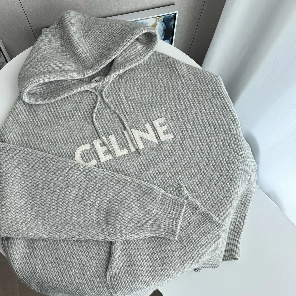 [23FW,New,M] Seline Ribbed knit hoodie gray