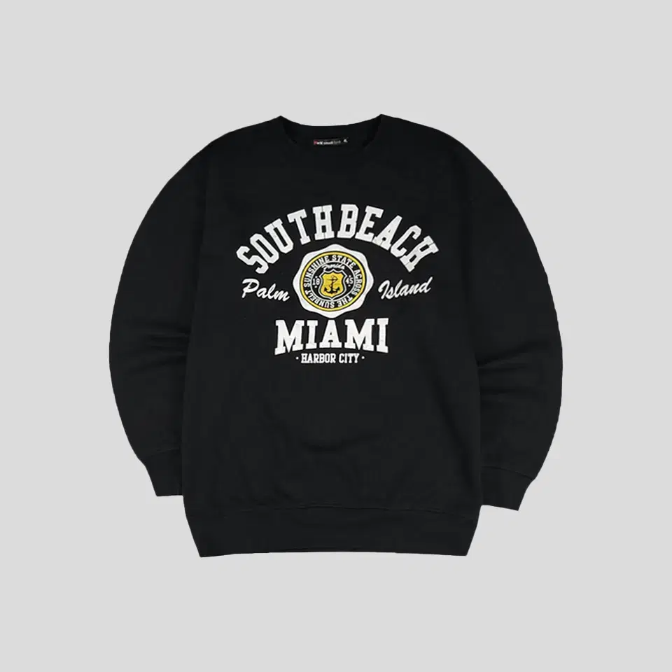 빈티지 블랙 화이트 SOUTHBEACH MIAMI 빅프린팅 폴리 코튼혼방