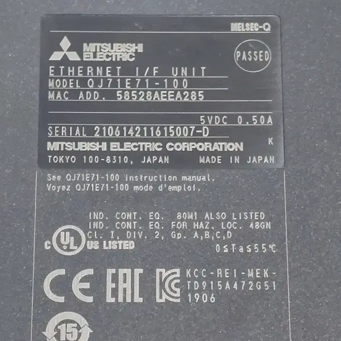 미쓰비시 QJ71E71-100 Ethernet PLC SN 2106~