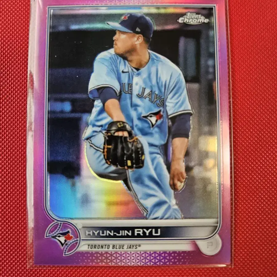 류현진 2022 Topps Chrome pink 리플렉터 카드