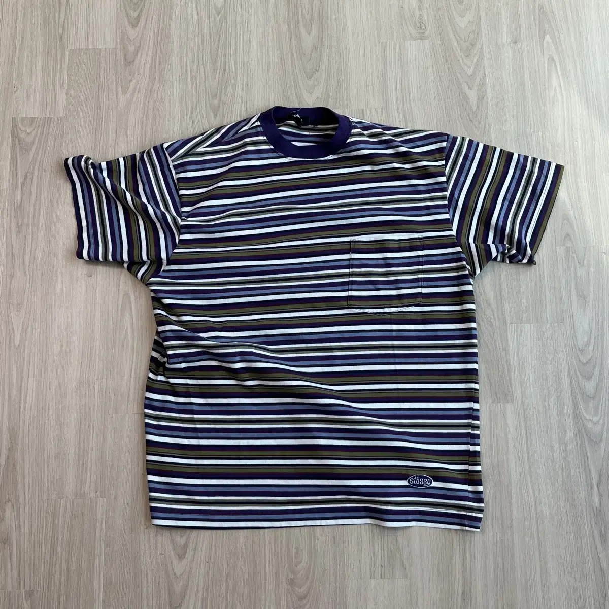 [M] 80s Vintage Old Stussy Stripe T-shirt