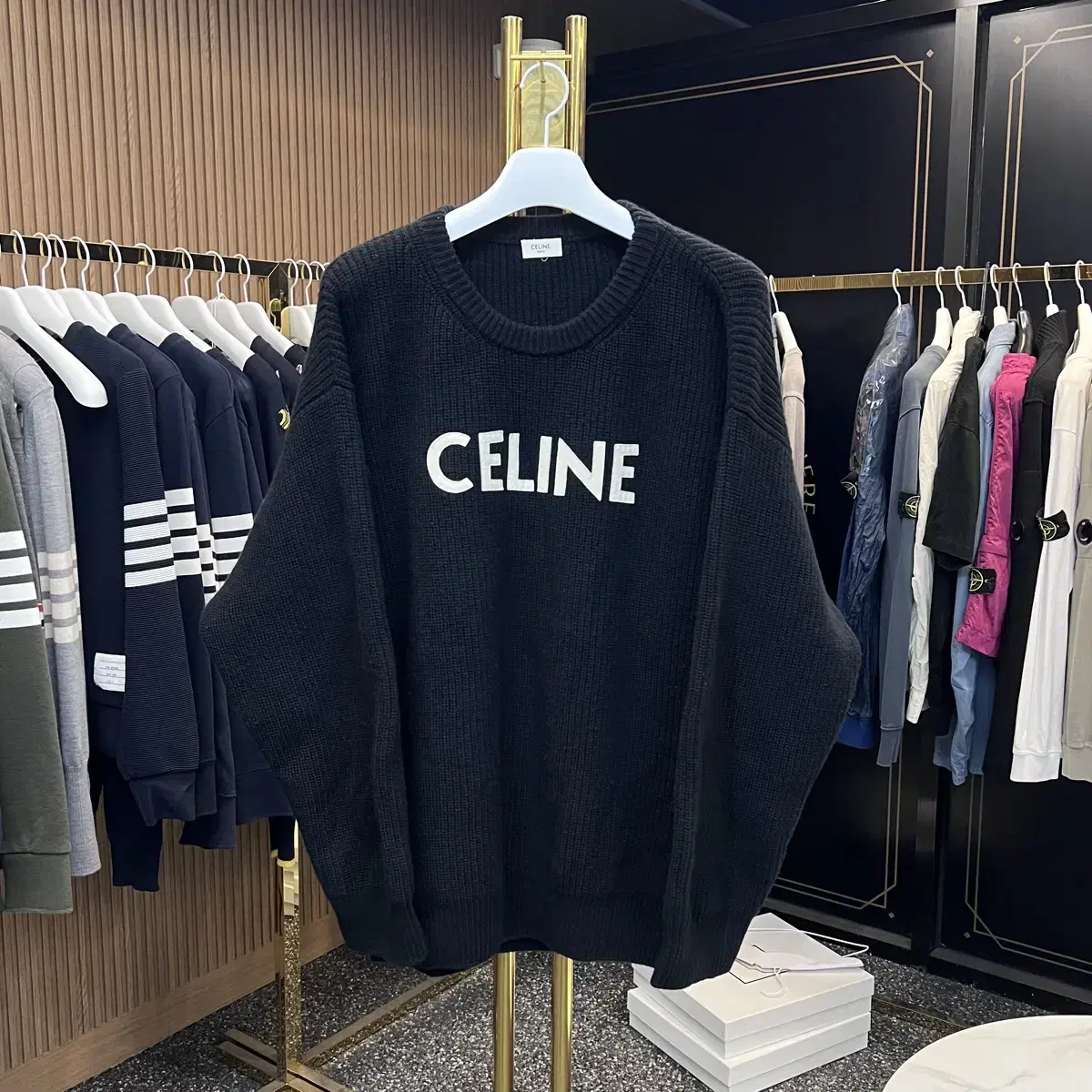 [size M]Seline Ribbed Wool Logo Knit