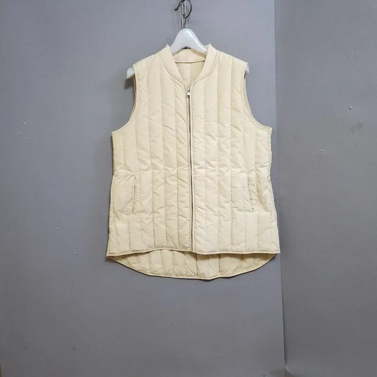 Beige lightweight duck down padded vest F n9411 AshleyShop