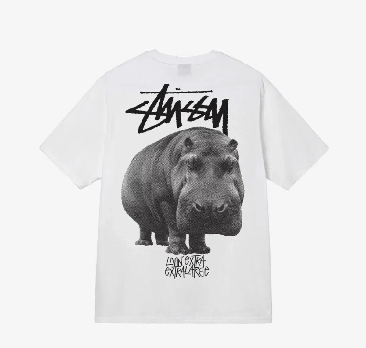 New Stussy Hippo Livin Large Short Sleeve T-Shirt White XL