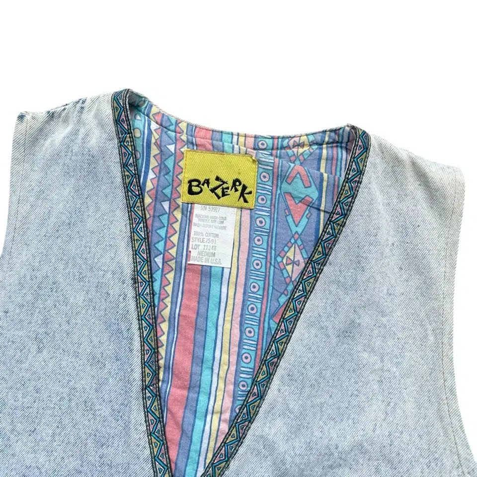 80's Bazerk Light Denim Western Vest