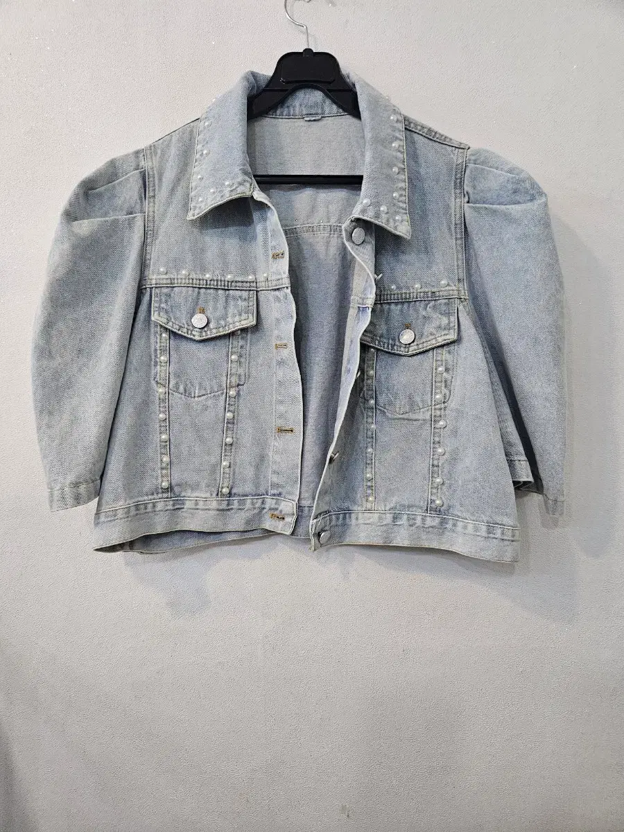 Pearl cropped denim jacket