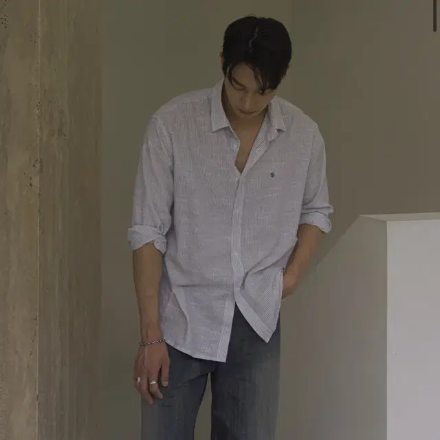 시도 셔츠 HEATH LIGHT COTTON STRIPE SHIRT