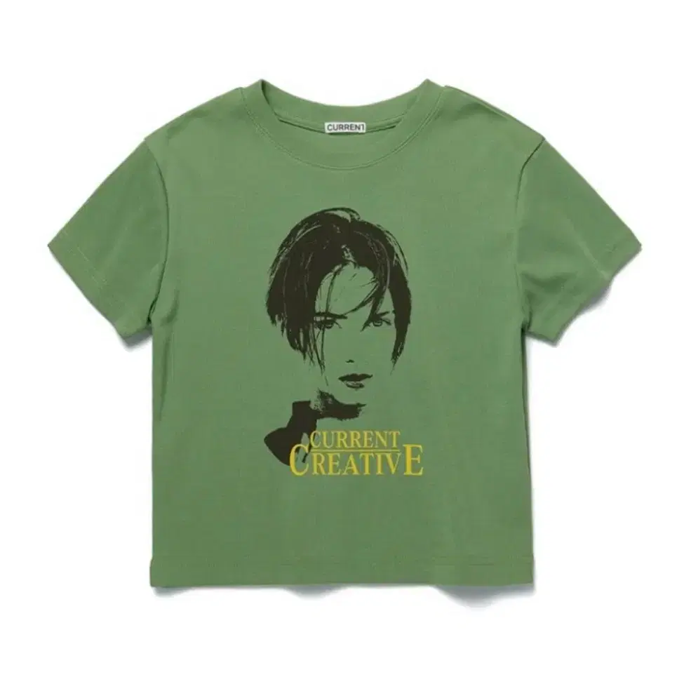 Current 90s printed crop tee  in olive