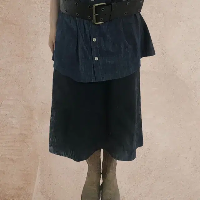 vintage navy button skirtsㅓ