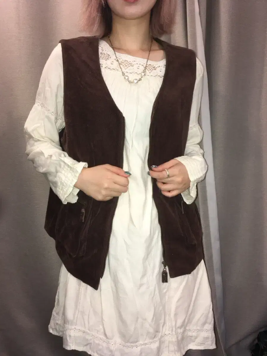 JapanVintage Brown Suede Pocket Vest