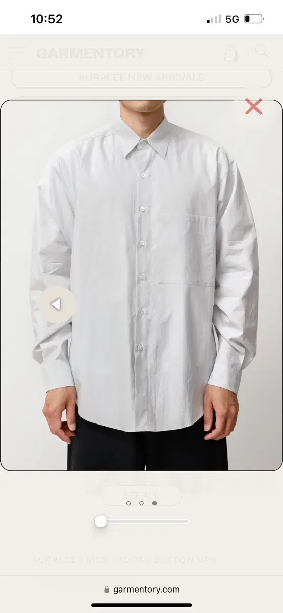 오라리 washed finx twill big shirt